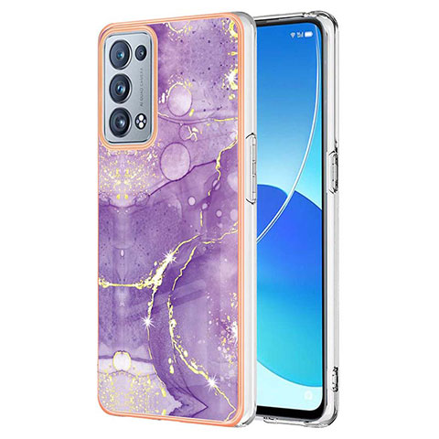 Oppo Reno6 Pro 5G用シリコンケース ソフトタッチラバー バタフライ パターン カバー Y05B Oppo パープル