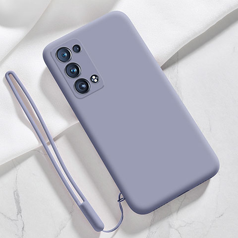 Oppo Reno6 Pro 5G用360度 フルカバー極薄ソフトケース シリコンケース 耐衝撃 全面保護 バンパー S03 Oppo ラベンダーグレー