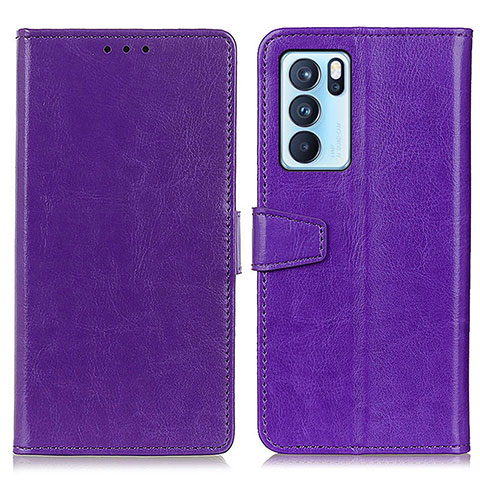 Oppo Reno6 Pro 5G India用手帳型 レザーケース スタンド カバー A06D Oppo パープル