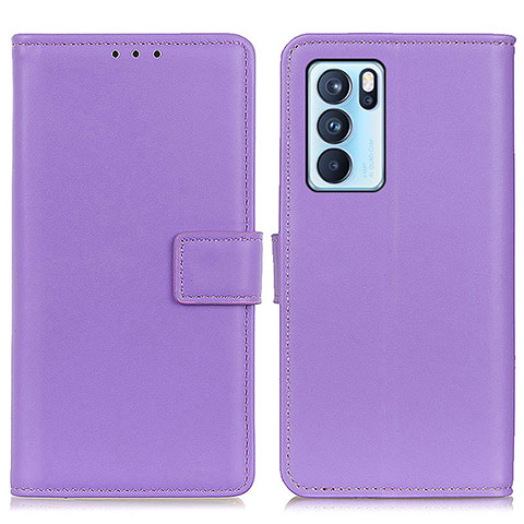 Oppo Reno6 Pro 5G India用手帳型 レザーケース スタンド カバー A08D Oppo パープル