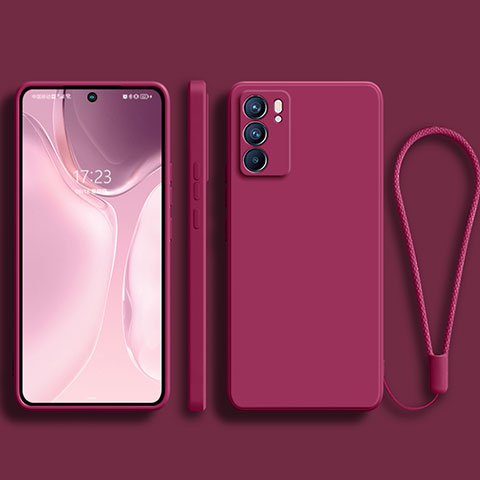 Oppo Reno6 Pro 5G India用360度 フルカバー極薄ソフトケース シリコンケース 耐衝撃 全面保護 バンパー S01 Oppo ローズレッド