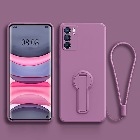 Oppo Reno6 Pro 5G India用極薄ソフトケース シリコンケース 耐衝撃 全面保護 スタンド バンパー Oppo パープル