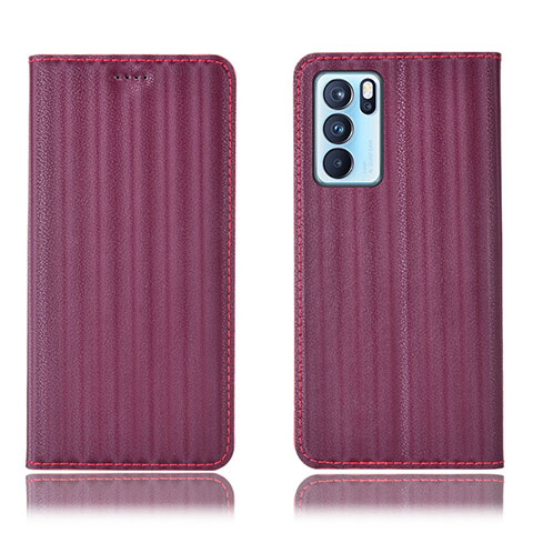 Oppo Reno6 Pro 5G India用手帳型 レザーケース スタンド カバー H23P Oppo ワインレッド