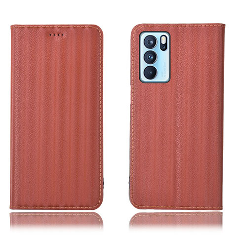 Oppo Reno6 Pro 5G India用手帳型 レザーケース スタンド カバー H23P Oppo ブラウン