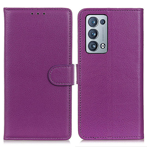 Oppo Reno6 Pro+ Plus 5G用手帳型 レザーケース スタンド カバー A03D Oppo パープル