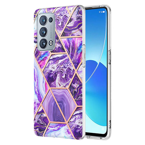 Oppo Reno6 Pro+ Plus 5G用シリコンケース ソフトタッチラバー バタフライ パターン カバー Y01B Oppo パープル