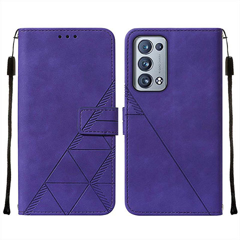 Oppo Reno6 Pro+ Plus 5G用手帳型 レザーケース スタンド カバー Y01B Oppo パープル