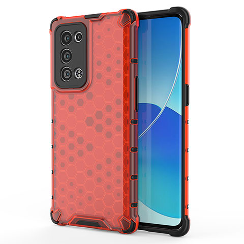 Oppo Reno6 Pro+ Plus 5G用360度 フルカバー ハイブリットバンパーケース クリア透明 プラスチック カバー AM1 Oppo レッド