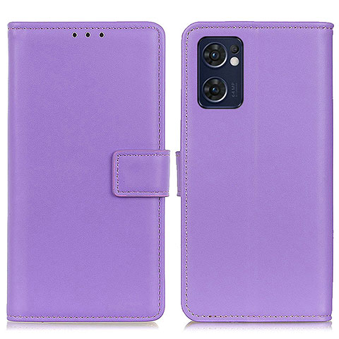 Oppo Reno7 5G用手帳型 レザーケース スタンド カバー A08D Oppo パープル