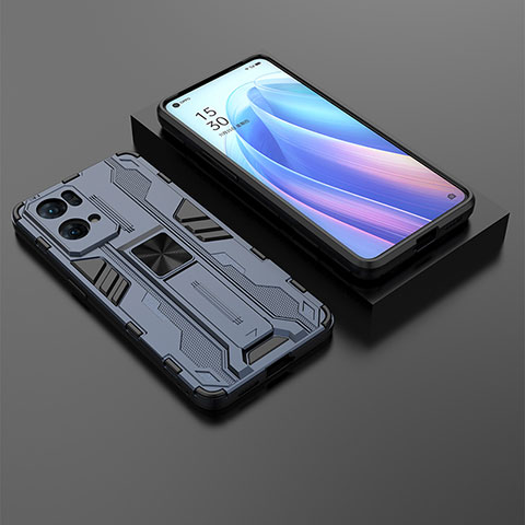 Oppo Reno7 Pro 5G用ハイブリットバンパーケース スタンド プラスチック 兼シリコーン カバー マグネット式 T02 Oppo ネイビー