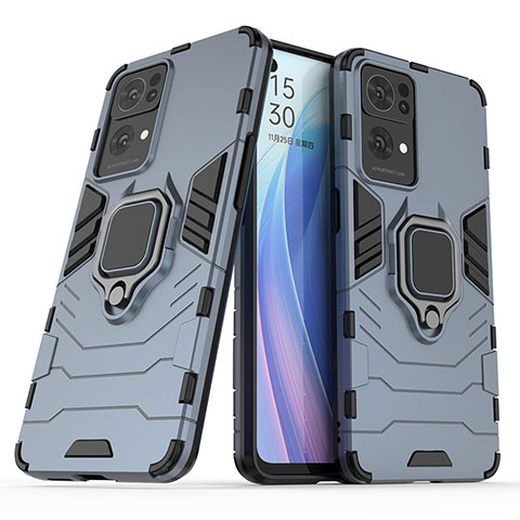 Oppo Reno7 Pro 5G用ハイブリットバンパーケース プラスチック アンド指輪 マグネット式 S01 Oppo ネイビー