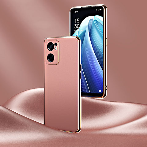 Oppo Reno7 SE 5G用ケース 高級感 手触り良いレザー柄 GS4 Oppo ピンク