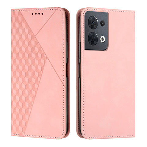 Oppo Reno8 5G用手帳型 レザーケース スタンド カバー Y02X Oppo ローズゴールド