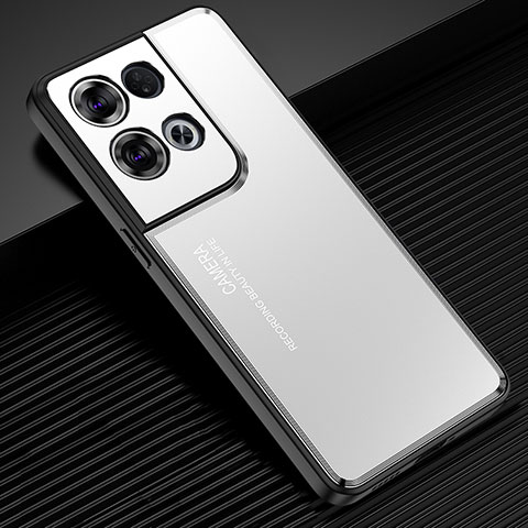 Oppo Reno8 5G用ケース 高級感 手触り良い アルミメタル 製の金属製 兼シリコン カバー J02 Oppo シルバー