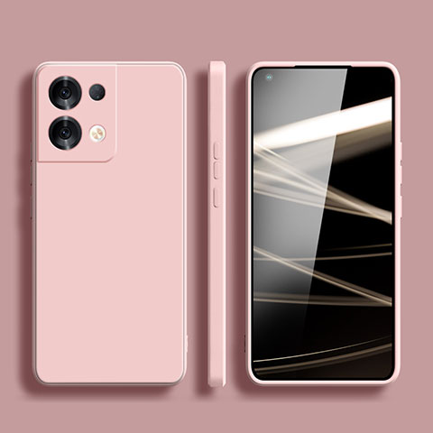 Oppo Reno8 5G用360度 フルカバー極薄ソフトケース シリコンケース 耐衝撃 全面保護 バンパー S06 Oppo ピンク