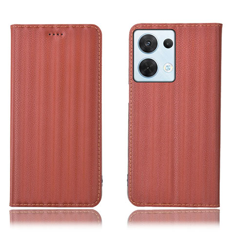 Oppo Reno8 5G用手帳型 レザーケース スタンド カバー H23P Oppo ブラウン