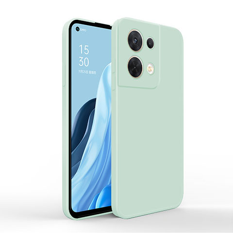 Oppo Reno8 5G用360度 フルカバー極薄ソフトケース シリコンケース 耐衝撃 全面保護 バンパー Oppo ライトグリーン