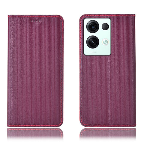 Oppo Reno8 Pro 5G用手帳型 レザーケース スタンド カバー H23P Oppo ワインレッド