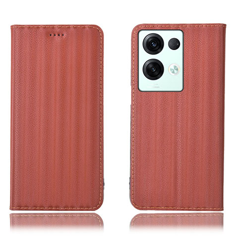 Oppo Reno8 Pro 5G用手帳型 レザーケース スタンド カバー H23P Oppo ブラウン