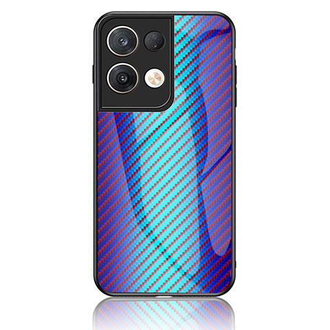 Oppo Reno8 Pro 5G用ハイブリットバンパーケース プラスチック 鏡面 虹 グラデーション 勾配色 カバー LS2 Oppo ネイビー