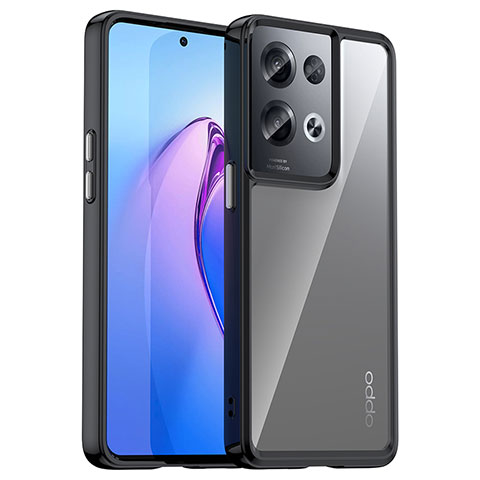 Oppo Reno8 Pro+ Plus 5G用ハイブリットバンパーケース クリア透明 プラスチック カバー J01S Oppo ブラック