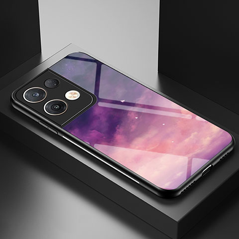 Oppo Reno8 Pro+ Plus 5G用ハイブリットバンパーケース プラスチック パターン 鏡面 カバー LS1 Oppo パープル