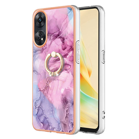 Oppo Reno8 T 4G用シリコンケース ソフトタッチラバー バタフライ パターン カバー アンド指輪 YB1 Oppo ピンク