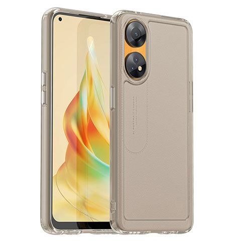 Oppo Reno8 T 4G用ハイブリットバンパーケース クリア透明 プラスチック カバー J02S Oppo グレー