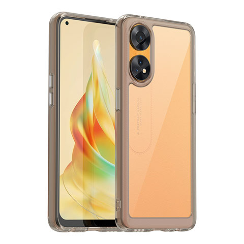 Oppo Reno8 T 4G用ハイブリットバンパーケース クリア透明 プラスチック カバー J01S Oppo グレー