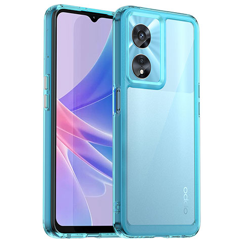 Oppo Reno8 T 5G用ハイブリットバンパーケース クリア透明 プラスチック カバー J01S Oppo シアン