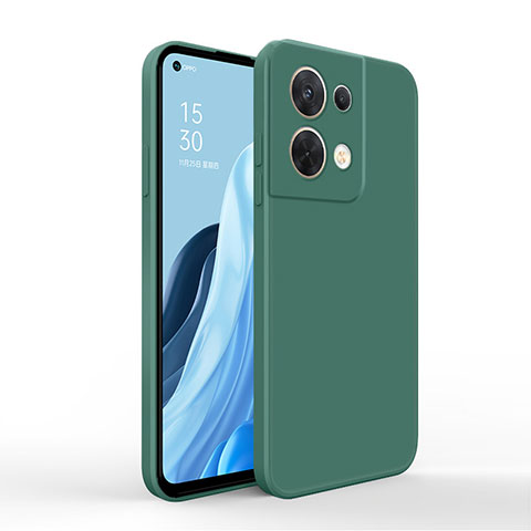 Oppo Reno9 5G用360度 フルカバー極薄ソフトケース シリコンケース 耐衝撃 全面保護 バンパー Oppo グリーン