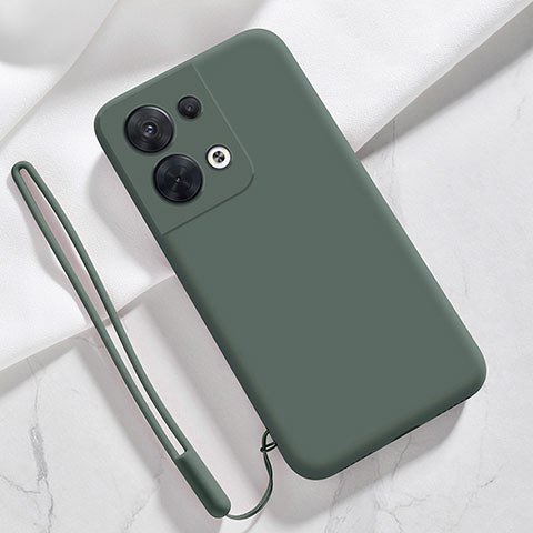 Oppo Reno9 5G用360度 フルカバー極薄ソフトケース シリコンケース 耐衝撃 全面保護 バンパー S02 Oppo モスグリー