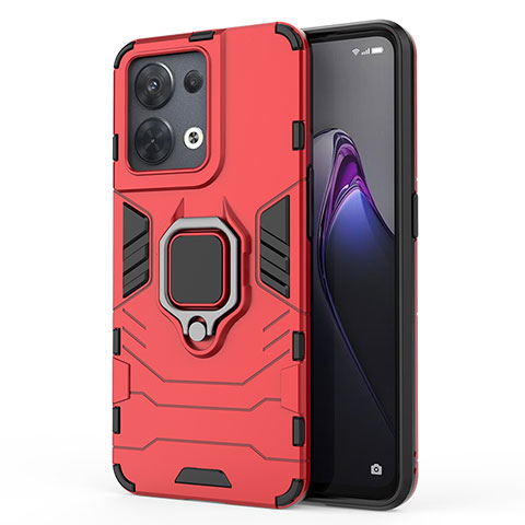 Oppo Reno9 Pro 5G用ハイブリットバンパーケース プラスチック アンド指輪 マグネット式 Oppo レッド