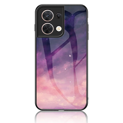 Oppo Reno9 Pro 5G用ハイブリットバンパーケース プラスチック パターン 鏡面 カバー LS4 Oppo パープル