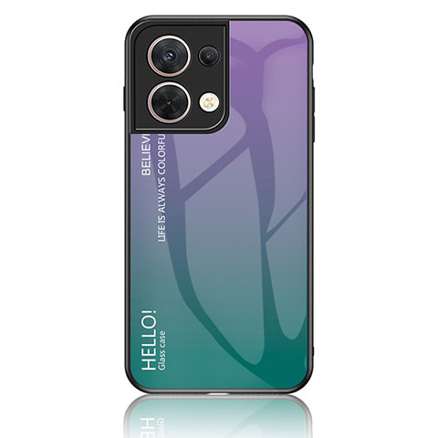 Oppo Reno9 Pro 5G用ハイブリットバンパーケース プラスチック 鏡面 虹 グラデーション 勾配色 カバー LS1 Oppo マルチカラー