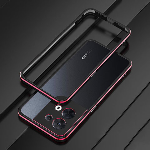 Oppo Reno9 Pro 5G用ケース 高級感 手触り良い アルミメタル 製の金属製 バンパー カバー S01 Oppo レッド・ブラック