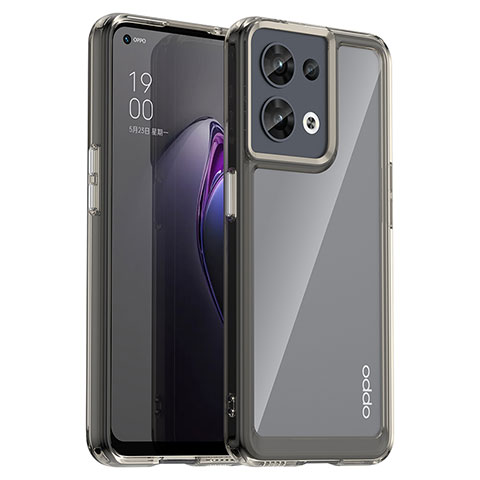 Oppo Reno9 Pro 5G用ハイブリットバンパーケース クリア透明 プラスチック カバー J01S Oppo グレー