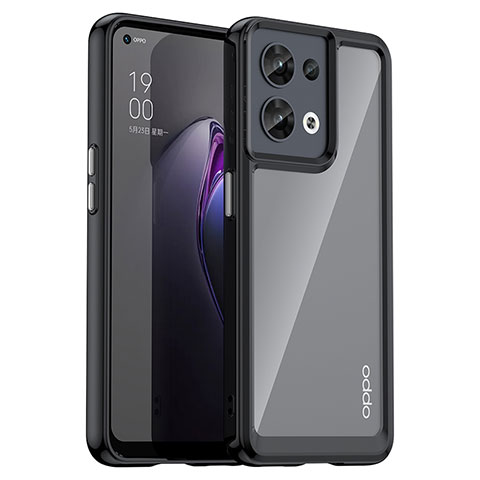 Oppo Reno9 Pro 5G用ハイブリットバンパーケース クリア透明 プラスチック カバー J01S Oppo ブラック