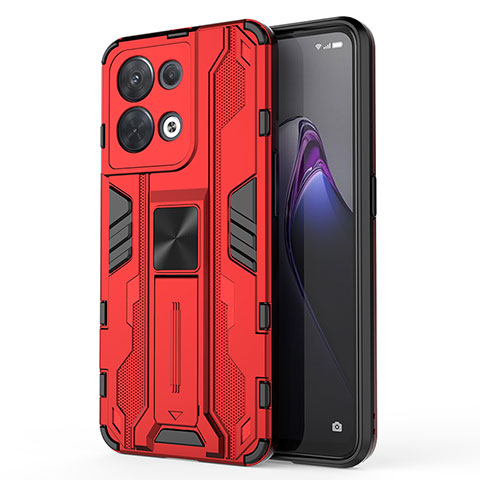 Oppo Reno9 Pro 5G用ハイブリットバンパーケース スタンド プラスチック 兼シリコーン カバー マグネット式 Oppo レッド