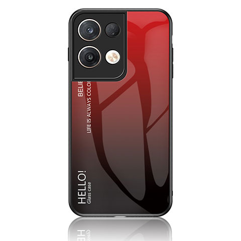 Oppo Reno9 Pro+ Plus 5G用ハイブリットバンパーケース プラスチック 鏡面 虹 グラデーション 勾配色 カバー LS1 Oppo レッド
