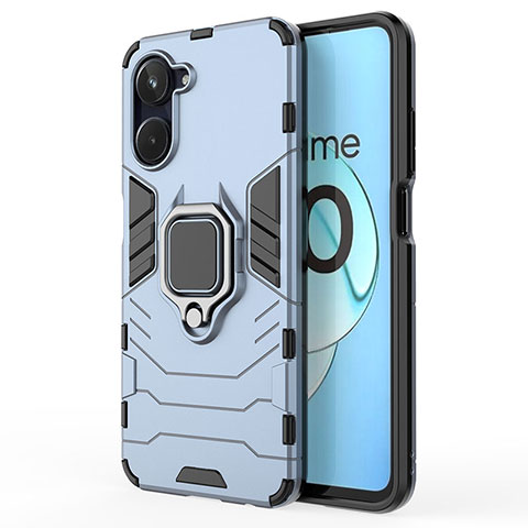 Realme 10 4G用ハイブリットバンパーケース プラスチック アンド指輪 マグネット式 KC2 Realme ネイビー