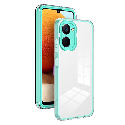 Realme 10 4G用ハイブリットバンパーケース クリア透明 プラスチック 鏡面 カバー H01P Realme グリーン