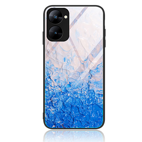 Realme 10S 5G用ハイブリットバンパーケース プラスチック パターン 鏡面 カバー JM1 Realme ブルー