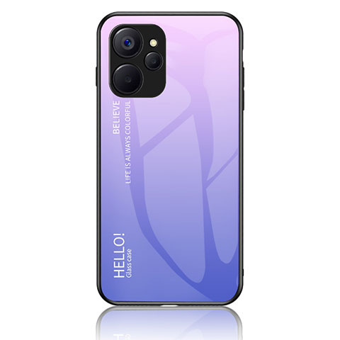 Realme 10T 5G用ハイブリットバンパーケース プラスチック 鏡面 虹 グラデーション 勾配色 カバー LS1 Realme ラベンダー