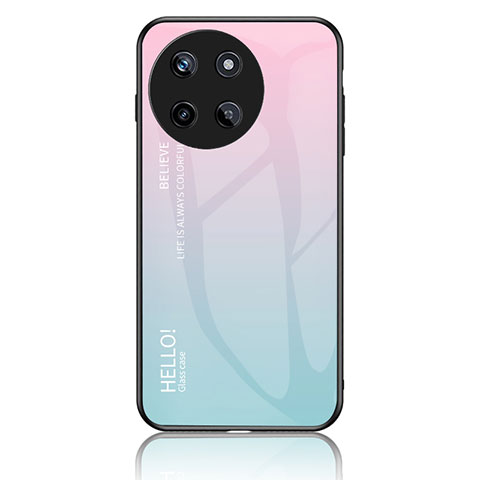 Realme 11 4G用ハイブリットバンパーケース プラスチック 鏡面 虹 グラデーション 勾配色 カバー LS1 Realme シアン