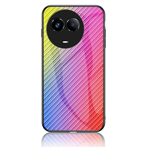 Realme 11 5G用ハイブリットバンパーケース プラスチック 鏡面 虹 グラデーション 勾配色 カバー LS2 Realme ピンク