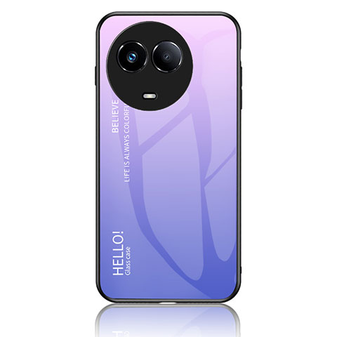 Realme 11X 5G用ハイブリットバンパーケース プラスチック 鏡面 虹 グラデーション 勾配色 カバー LS1 Realme ラベンダー