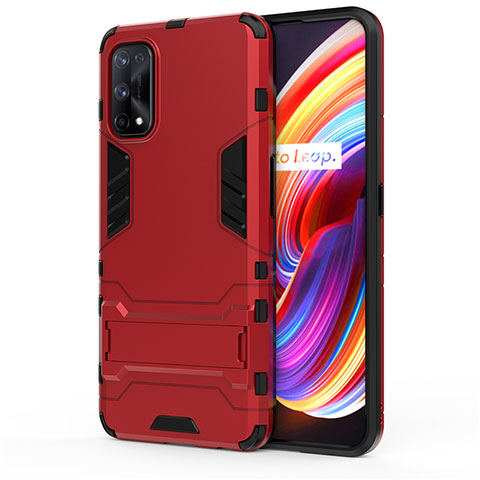 Realme 7 Pro用ハイブリットバンパーケース スタンド プラスチック 兼シリコーン カバー Realme レッド