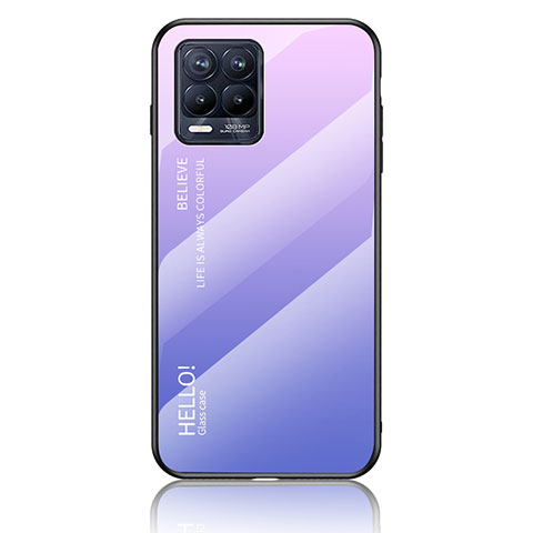 Realme 8 4G用ハイブリットバンパーケース プラスチック 鏡面 虹 グラデーション 勾配色 カバー LS1 Realme ラベンダー