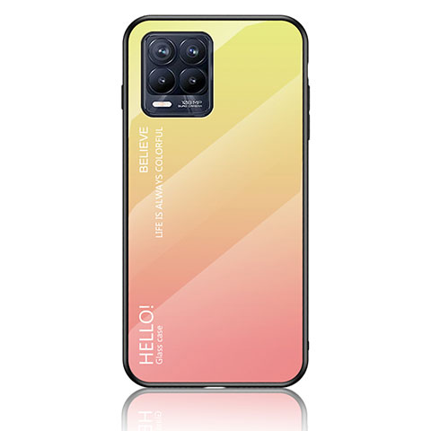 Realme 8 4G用ハイブリットバンパーケース プラスチック 鏡面 虹 グラデーション 勾配色 カバー LS1 Realme イエロー